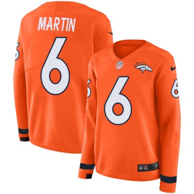 Nike Denver Broncos #6 Sam Martin Orange Team Color Women's Stitched NFL Limited Therma Long Sleeve Jersey